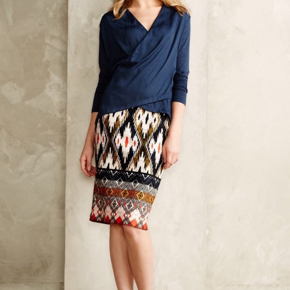 Anthropologie MAEVE Ikat Print Pencil Skirt - Sz S